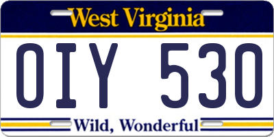 WV license plate OIY530
