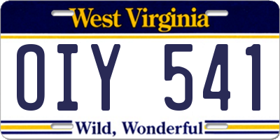 WV license plate OIY541