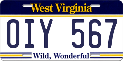 WV license plate OIY567