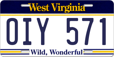 WV license plate OIY571