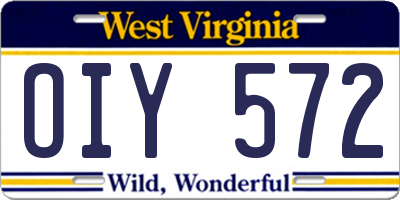 WV license plate OIY572