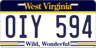 WV license plate OIY594