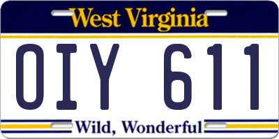 WV license plate OIY611