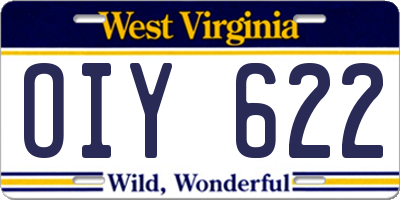 WV license plate OIY622