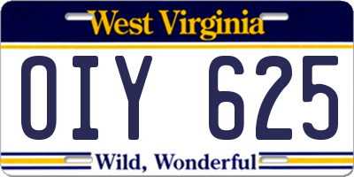 WV license plate OIY625