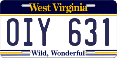 WV license plate OIY631