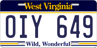 WV license plate OIY649