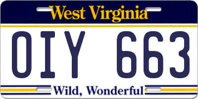 WV license plate OIY663