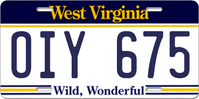 WV license plate OIY675