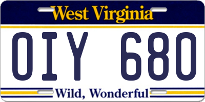 WV license plate OIY680