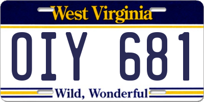 WV license plate OIY681