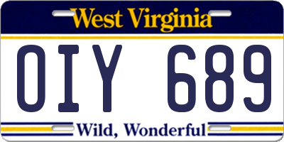WV license plate OIY689