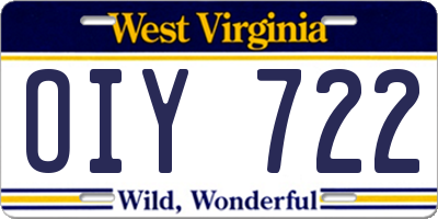 WV license plate OIY722