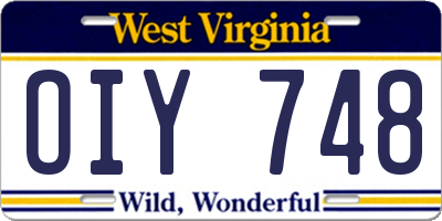 WV license plate OIY748