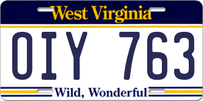 WV license plate OIY763