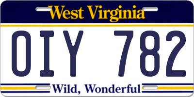 WV license plate OIY782