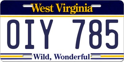 WV license plate OIY785