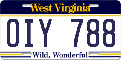 WV license plate OIY788