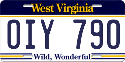 WV license plate OIY790