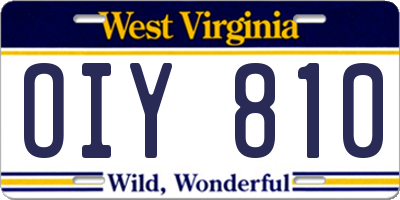 WV license plate OIY810