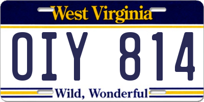 WV license plate OIY814