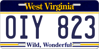 WV license plate OIY823