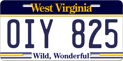 WV license plate OIY825