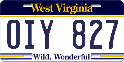 WV license plate OIY827