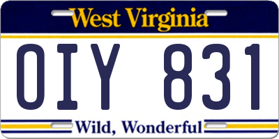 WV license plate OIY831