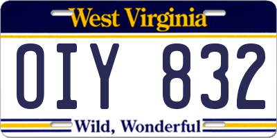 WV license plate OIY832