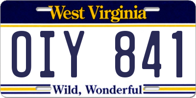 WV license plate OIY841