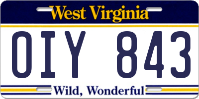 WV license plate OIY843