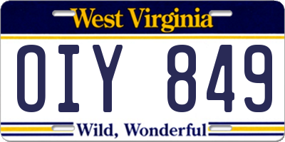 WV license plate OIY849