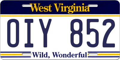 WV license plate OIY852