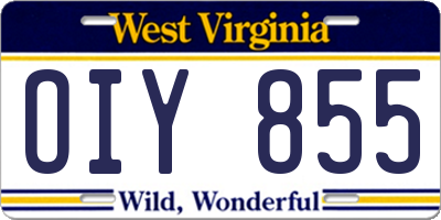 WV license plate OIY855
