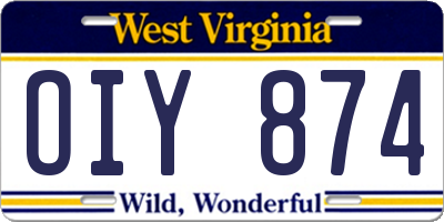 WV license plate OIY874