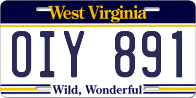 WV license plate OIY891