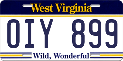 WV license plate OIY899