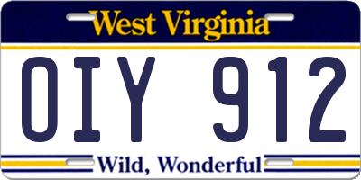 WV license plate OIY912