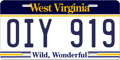 WV license plate OIY919