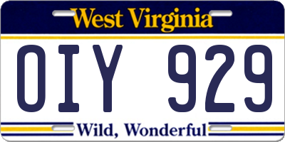 WV license plate OIY929