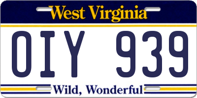 WV license plate OIY939
