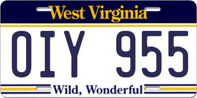 WV license plate OIY955