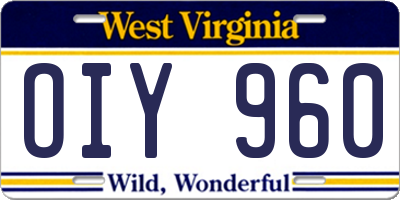 WV license plate OIY960