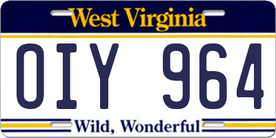 WV license plate OIY964
