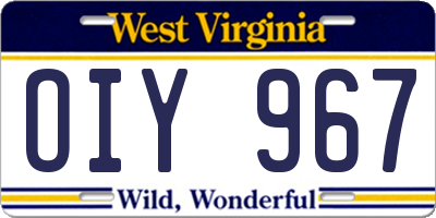 WV license plate OIY967