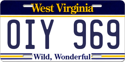 WV license plate OIY969