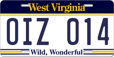 WV license plate OIZ014