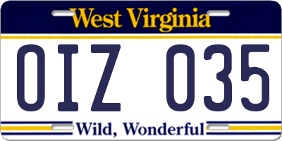 WV license plate OIZ035