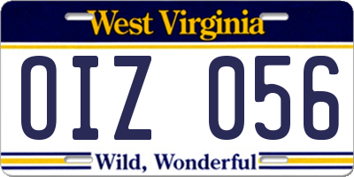 WV license plate OIZ056